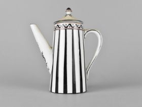 A Coalport Coffee Pot, Rd 646573, Decorated with Black Stripes and Red Detailing, 16cm high