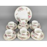 A Wedgwood Floral Decorated Tea Set to Comprise Five Cups, Six Saucers, Six Side Plates, Cake Plate,