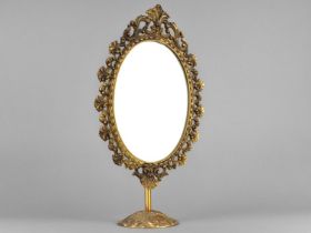 A Mid 20th Century Brass Framed Oval Dressing Table Mirror, 40cs High