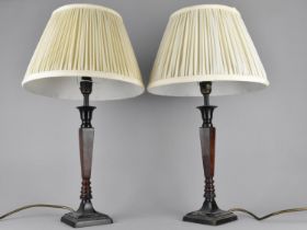 A Pair of Modern Metal Table Lamp Shades, 53cms High Overall