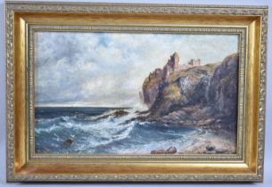 A Gilt Framed Oil on Board Depicting Tantallon Castle by RH Anderson 1924, 31x19cms