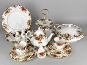 A Collection of Royal Albert Old Country Roses China to Comprise Tea Cups and Saucers, Teapot (Spout