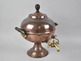 A Late Victorian Copper Globular Samovar with Brass Carrying Handles and Tap, 34cms High