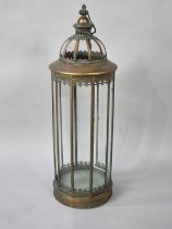 A Tall Bronzed Metal Cylindrical Lantern, 85cms High