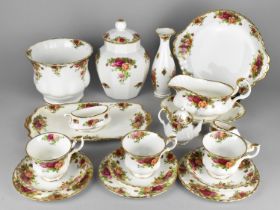 A Collection of Various Royal Albert Old Country Roses China to Comprise Teawares, Vases, Sauce Boat