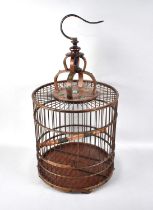 A Reproduction Cylindrical Birdcage with Jewelled Mounts, 64cms High