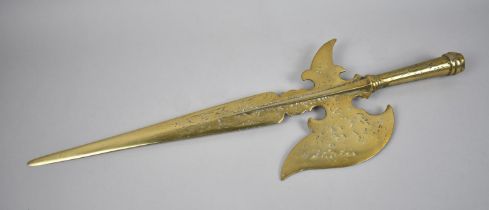 A Reproduction Brass Model of a Medieval Spearhead, 63.5cms Long