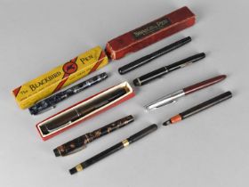 A Collection of Various Vintage Fountain Pens to Comprise Early Black Swan Mabie Todd with 14ct Nib,