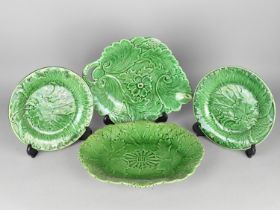 A Collection of Majolica Leafware to Include Wedgwood Dish, Plates and a Leaf Shaped Dish (Some