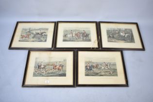 A Collection of Five Hogarth Framed Sporting Prints After Alken, Hunting Incidents Series, Each