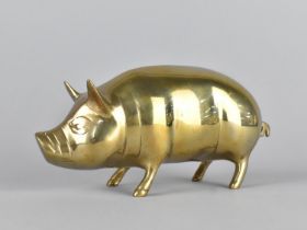 A Modern Brass Study of a Pig, 20cms Long