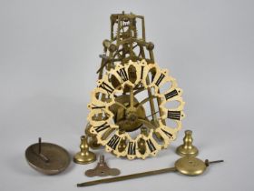 A Late 19th/Early 20th Century Brass Skeleton Clock in Course of Repair, Fusee Movement Unchecked, A