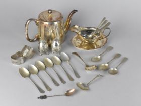 A Collection of Various Silver Plate to Comprise Teaspoons to Include Horseshoe Finial Examples, Tea