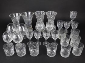 A Collection of Various Cut Glass to Comprise Pair of Vases (22cm high), Two Further Examples,