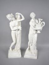 Two Plaster Figure Studies of Classical Maidens, Each 41cms High