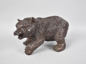 A Painted Bronze Study of a Snarling Brown Bear, 21cms Long