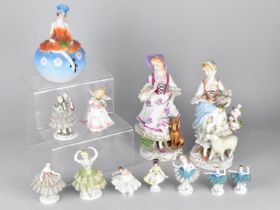 A Collection of Various Continental Porcelain Figures together with a Ceramic Dressing Table