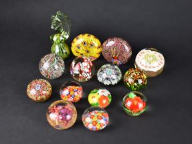 A Collection of Various Glass Paperweights to Comprise Millefiori, Mdina etc