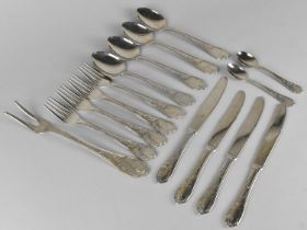 A Fifteen Piece Italian Silver Plated Flatware Set to Comprise Four Forks, Four Knives, Four Spoons,