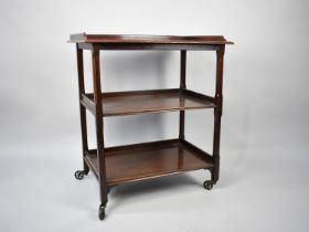 An Edwardian Three Tier Galleried Oak Trolley, 68cms Wide and 77cms High