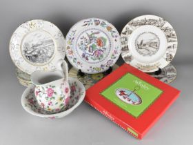 A Collection of Various Plates to Comprise Crown Devon WI Plates, Aynsley Christmas Cake Plate etc
