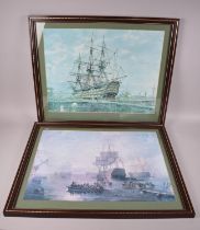 A Pair of Framed Prints, HMS Victory, 52x39cms