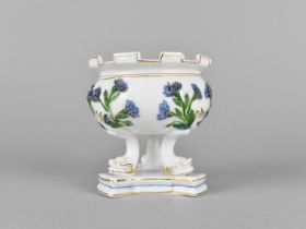 A Late 19th Century Porcelain Pedestal Bowl, the Globular Body Decorated with Blue Flower Bocage and