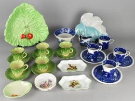 A Collection of Ceramics to Comprise Leafware Dishes, Myotts Hand Painted Coffee Set, Copeland