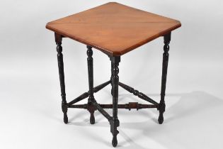 An Edwardian Mahogany Corner Table with Front Gate Leg Drop Leaf, Turned Supports, 70cm Wide and
