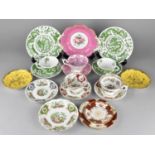 A Collection of Various Coalport to Comprise Green Dragon Tea Trios, Cabinet Cups, Cabinet Saucers