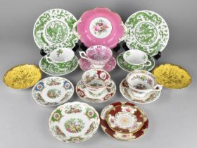 A Collection of Various Coalport to Comprise Green Dragon Tea Trios, Cabinet Cups, Cabinet Saucers