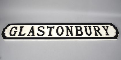 A Modern painted Wooden Sign for Glastonbury, Made as a Victorian Street Sign, 83x13.5cms