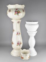Two Jardiniere on Stands Together with a Smaller Example (Condition Issues)