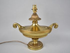 A Modern Gilt Painted Table Light base in the Form of an Adams Style Two Handled Vase, No Shade,