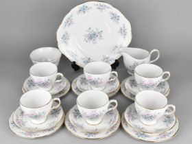 A Colclough Floral Decorated Tea Set to Comprise Six Cups, Six Saucers, Six Side Plates, Cake Plate,