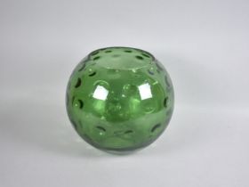 A Green Glass Globular Bowl, 25cms High