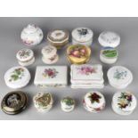 A Collection of Various Lidded Boxes to Include Examples by Royal Albert, Aynsley, Villeroy &