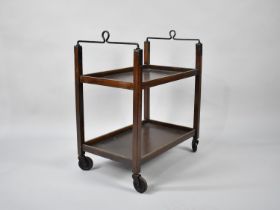 An Edwardian Oak Two Tier Trolley with Metal Handles, 59cms Wide