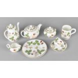 A Miniature Wedgwood Wild Strawberry Service to Comprise Teapot, Hot Water Pot, Cup and Saucer,