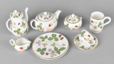 A Miniature Wedgwood Wild Strawberry Service to Comprise Teapot, Hot Water Pot, Cup and Saucer,