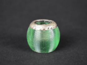A Small Green Glass and Silver Mounted Match Striker, 4cm high