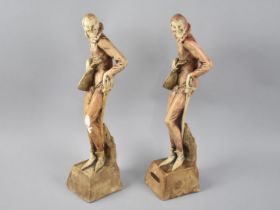 A Pair of Plaster Figures, Mephisto After Cartier, One AF, 36cms High