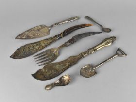 A Collection of Various Vintage and Later Flatware to Comprise Pair of Horn Handled Servers, Novelty