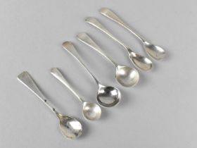 Six Silver Condiment Spoons, all with Various Hallmarks