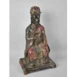 A Large and Heavy Cold Painted Chinese Bronze Study of Seated Deity, 36cms High
