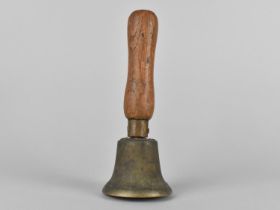 A Vintage Wooden Handled Brass Hand Bell, 19cms High