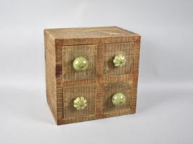 A Modern Four Drawer Spice Chest with Ceramic Handles, 25cms Cube