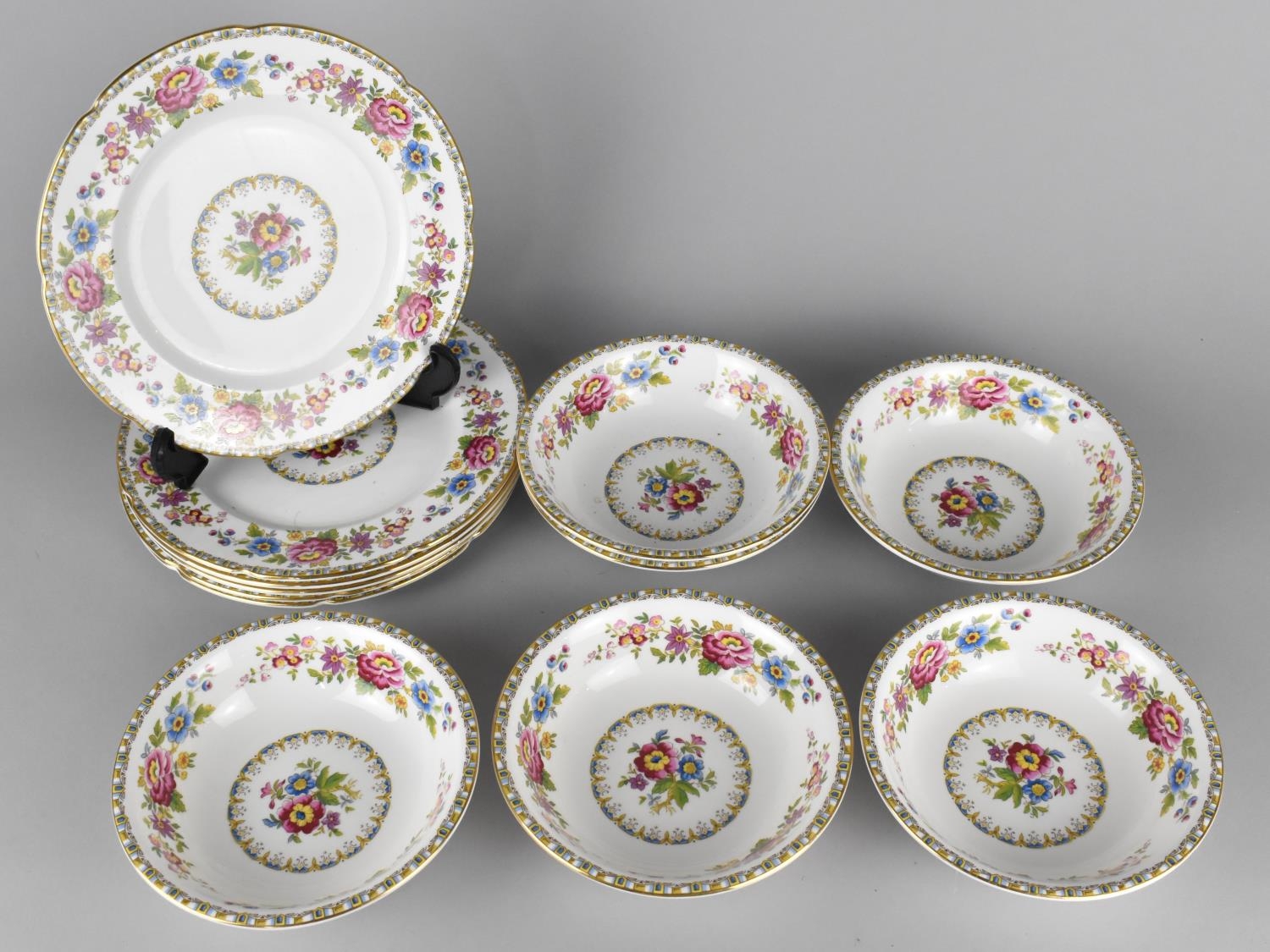 A Set of Six Royal Grafton Malvern Pattern Bowls and Small Plates