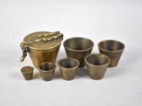 A Set of Vintage Brass Circular Weights, 5cm Diameter