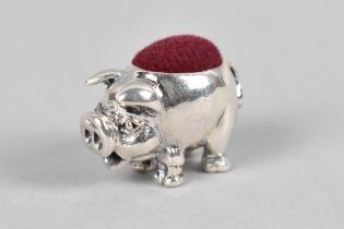 A Small Silver Pin Cushion in the Form of a Pig